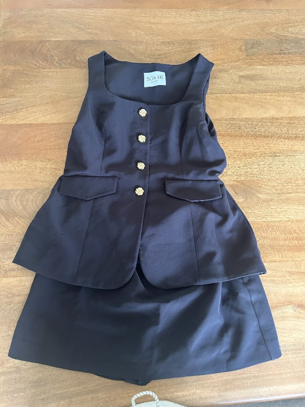 Sgntr The Label Button Romper Women Large Black Pockets Party Summer Classic
